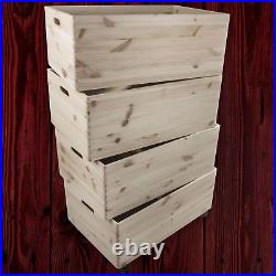 4 Tier Extra Large Plain Wooden Storage Open Box Crate Stacking Container Wheels
