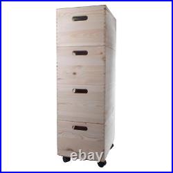 4 Tier Large Wooden Stackable Storage Boxes 40 x 30 x 99 cm Decorative Pine