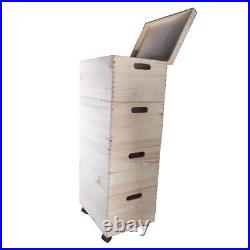 4 Tier Large Wooden Stackable Storage Boxes 40 x 30 x 99 cm Decorative Pine