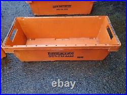 4 X EXTRA LONG 1 Metre Plastic Crates Storage Box Containers 125L Orange