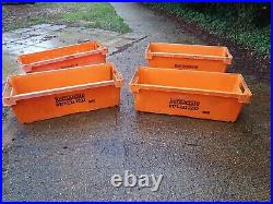 4 X EXTRA LONG 1 Metre Plastic Crates Storage Box Containers 125L Orange