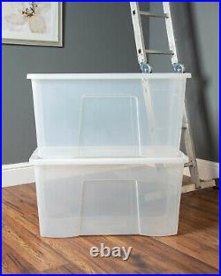 4 x Extra Large Clear Plastic 110L Storage Box with Lids Stackable Containers UK