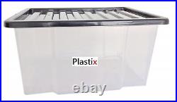 50L 50 Litre Plastic Storage Boxes Clear Box With Lids Home Stackable UK Made