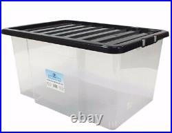 50 Litre Plastic Storage Box Multipacks Black/clear LID New Strong Box