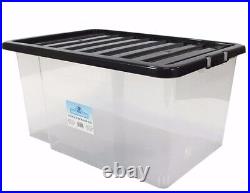 50 Litre Plastic Storage Box Multipacks Black/clear LID New Strong Boxes
