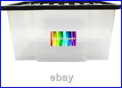 50 Litre Plastic Storage Box Multipacks Black/clear LID New Strong Boxes