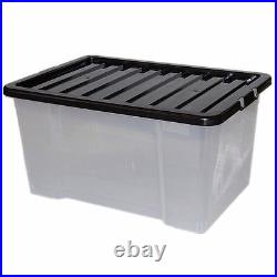 50 X 50litre Plastic Storage Box! Quality Container With Black Lid! Stackable