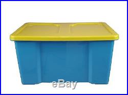 50 x BLUE 50L 50 Litre Large Trendy Storage Set Box Container + YELLOW Lid #01