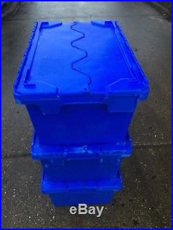 50 x Extra Large Heavy Duty Plastic Storage Lidded Tote Boxes 70x46x34cm 90Ltr