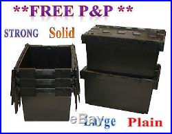 5 Black LARGE Nearly New Plastic Removal Storage Crate Box Container 80L