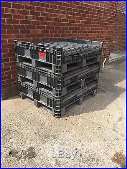 5 Folding Large Pallet stackable container crates 1200 x 1000 Heavy duty