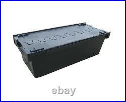 5 LARGE Nearly New Black Plastic Removal Storage Crate Container 135 Litre