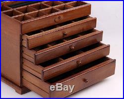 5 Layers Vintage Retro Large Brown Wooden Jewellery Box Gift Storage Watch Case