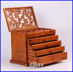 5 Layers Vintage Retro Large Brown Wooden Jewellery Box Gift Storage Watch Case