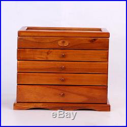 5 Layers Vintage Retro Large Brown Wooden Jewellery Box Gift Storage Watch Case