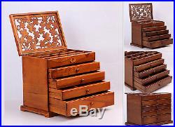 5 Layers Vintage Retro Large Brown Wooden Jewellery Box Gift Storage Watch Case