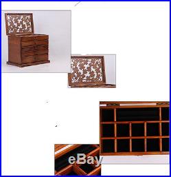 5 Layers Vintage Retro Large Brown Wooden Jewellery Box Gift Storage Watch Case