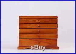 5 Layers Vintage Retro Large Brown Wooden Jewellery Box Gift Storage Watch Case