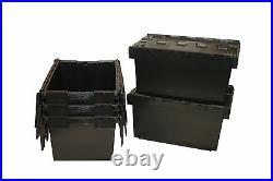 5 New Large Black Plastic Storage Crate Containers 80L