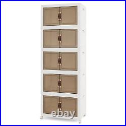 5 Pack Stackable Storage Cabinet Folding Home Organizer Lockable Wheels 92 Gal