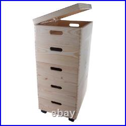 5 Tier Medium Wooden Stackable Storage Boxes 40 x 30 x 71 cm Plain Pine