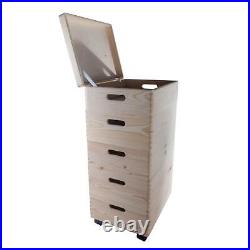 5 Tier Medium Wooden Stackable Storage Boxes 40 x 30 x 71 cm Plain Pine