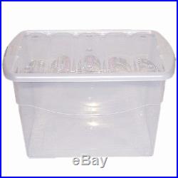 5 x 100L 100 Litre Extra Large Plastic Storage Clear Box Stackable Container Lid