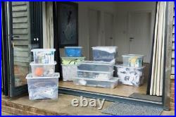 5 x 110L Storage Boxes with Lid Extra Large Clear Plastic Home Office Made In UK