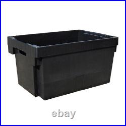 5 x (60 x 40 x 30cm) Black Stacking & Nesting 180º Crates Recycled Plastic
