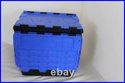 5 x Black/Blue LARGE New Removal Storage Crate Box Container 80L