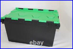 5 x Black/Green LARGE New Removal Storage Crate Box Container 80L