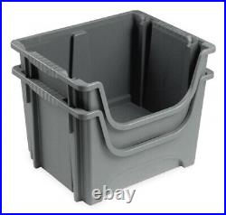 5 x Hvy Duty Stackable Plastic Picking Parts Storage Bins Boxes Scooped Front