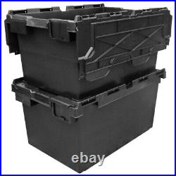 5 x LARGE Black Plastic Crates Storage Box Containers 80L New Boxes