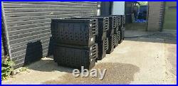 5 x Nearly New Black Plastic Removal Storage Crate Container 130 Litre