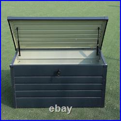 600l Large Steel Garden Storage Waterproof Chest Utility Cushion Box Shed Tools