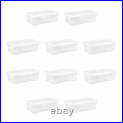 62L Crystal Clear Plastic Underbed Storage Boxes with Lids Stackable Containers