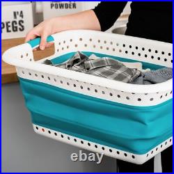 67l Collapsible Laundry Large Folding Basket Cloth Space Save Washing Popup Bin