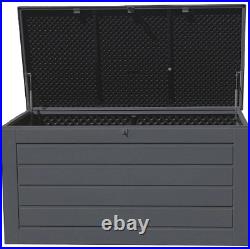 680L Outdoor Garden Plastic Storage Box Grey Weatherproof Sit On Strong Chest UK