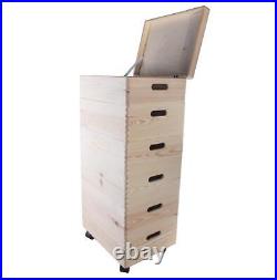 6 Tier Medium Wooden Stackable Storage Boxes 40 x 30 x 84 cm Plain Pine