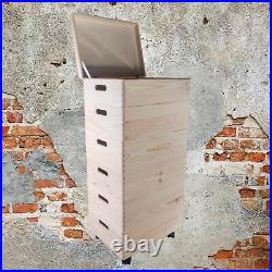 6 Tier Medium Wooden Stackable Storage Boxes 40 x 30 x 84 cm Plain Pine