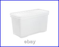 6 x 110L Extra Large Clear Plastic Storage Boxes with Lids Stackable Containers