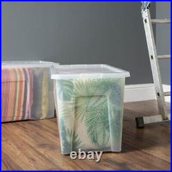 6 x 110L Extra Large Clear Plastic Storage Boxes with Lids Stackable Containers