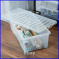 6 x 62L Large Clear Plastic Storage Boxes with Lids Underbed Storage Containers