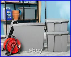 6 x 92L Heavy Duty Large Storage Boxes with Lids Plastic Industrial Multi-Use