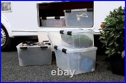 70 Litre XL Weathertight Airtight Clear Plastic Damp Area Dry Storage Boxes