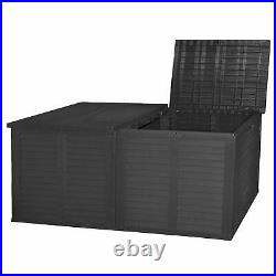 750L Storage Box Rattan Double Lid Cushion Garden Box Outdoor Plastic Tool Chest