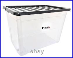 75L 75 Litre Plastic Storage Boxes Clear Box With Lids Home Stackable UK Made