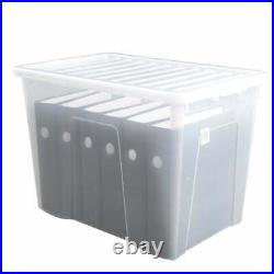 80L Crystal Clear Plastic Storage Containers Box Secure Clip on Lid Home Office