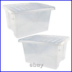 80 Litre Extra Large Clear Plastic Transparent Home Storage Boxes With Lids