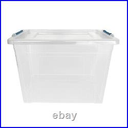 80l Plastic Storage Boxes Clip On LID Transparent Clear LID Home Storage